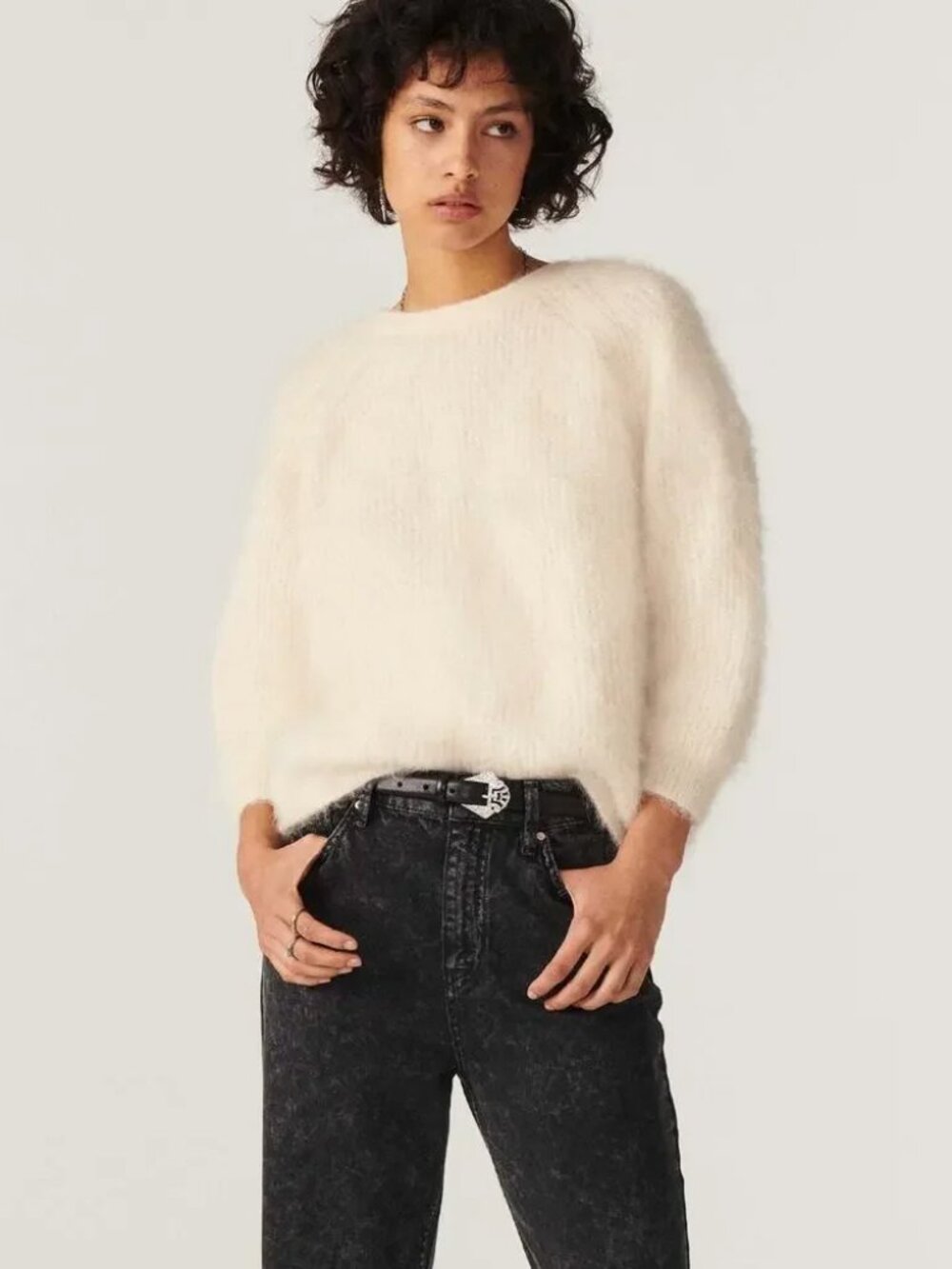 Ba&sh Fill Twist Back Alpaca Blend Sweater - Small Off White - Picture 2 of 3